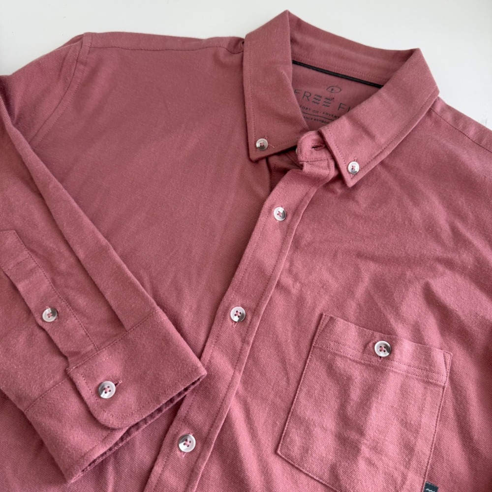 Free Fly Mens Bamboo Flannel Button Down Shirt Clay Red Large FF-021020